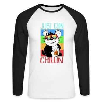 Chinchilla - Unisex Baseballshirt langarm - Weiß/Schwarz - Vorne - Nik (191cm)