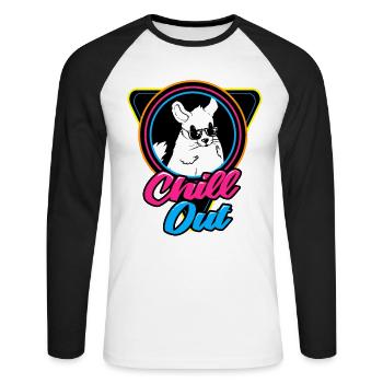 Chinchilla Gift South America Rodent Pet - Unisex Long Sleeve Baseball T-Shirt - white/black - Front - Nik (191cm)