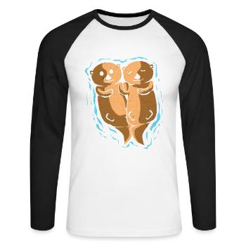Loutre - T-shirt baseball manches longues Homme - blanc/noir - Devant - Nik (191cm)