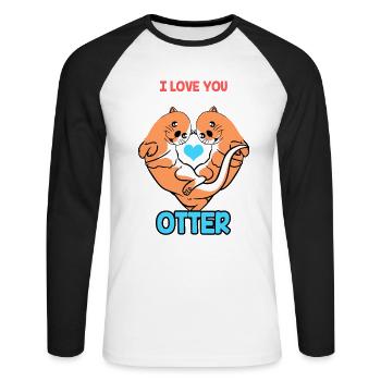 Otter Ferret Marten Water Sea Otter Beaver Sweet - Unisex Long Sleeve Baseball T-Shirt - white/black - Front - Nik (191cm)