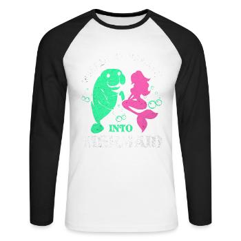 Manatee - Unisex Long Sleeve Baseball T-Shirt - white/black - Front - Nik (191cm)