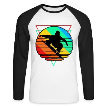 Snowboarding Snowboarder Snowboard Snowboardurlaub - Unisex Baseballshirt langarm - Weiß/Schwarz - Vorne - Nik (191cm)
