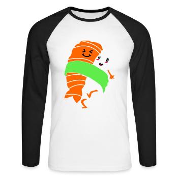 Sushi Go Rice Japan Tokyo Miso Nigiri Maki Udon - Unisex Long Sleeve Baseball T-Shirt - white/black - Front - Nik (191cm)