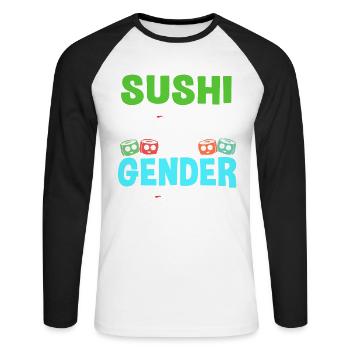 Sushi Go Rice Japan Tokyo Miso Nigiri Maki Udon - Unisex Long Sleeve Baseball T-Shirt - white/black - Front - Nik (191cm)