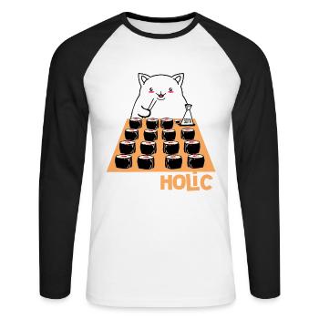 Sushi Go Rice Japan Tokyo Miso Nigiri Maki Udon - Unisex Long Sleeve Baseball T-Shirt - white/black - Front - Nik (191cm)