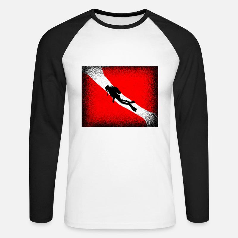 Tauchen - Unisex Baseballshirt langarm - Weiß/Schwarz
