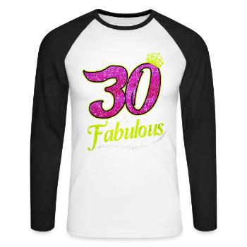 30 ans - T-shirt baseball manches longues Homme - blanc/noir - Devant - Nik (191cm)