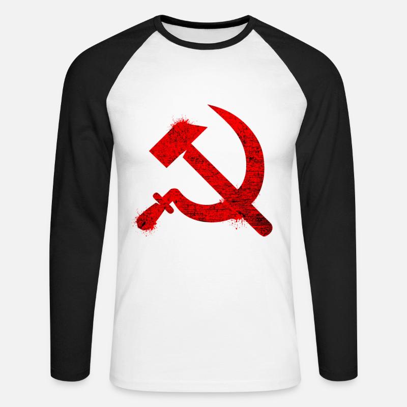 Comunismo - Maglia da baseball a manica lunga da uomo - bianco/nero