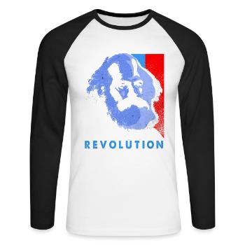 Communisme - T-shirt baseball manches longues Homme - blanc/noir - Devant - Nik (191cm)