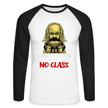 Communisme - T-shirt baseball manches longues Homme - blanc/noir - Devant - Nik (191cm)