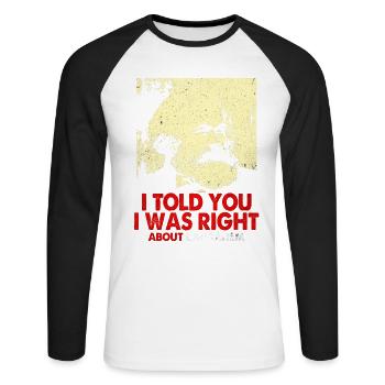 Communisme - T-shirt baseball manches longues Homme - blanc/noir - Devant - Nik (191cm)