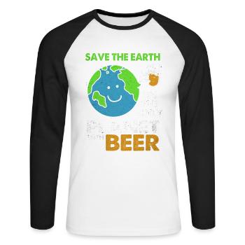 Earth Day - Unisex Long Sleeve Baseball T-Shirt - white/black - Front - Nik (191cm)