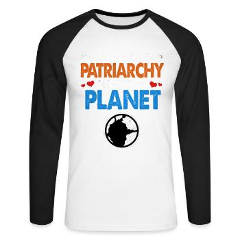 Tag der Erde - Unisex Baseballshirt langarm - Weiß/Schwarz - Vorne - Nik (191cm)