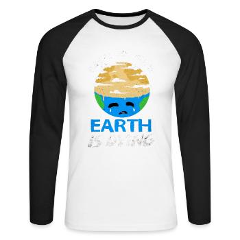 Tag der Erde - Unisex Baseballshirt langarm - Weiß/Schwarz - Vorne - Nik (191cm)