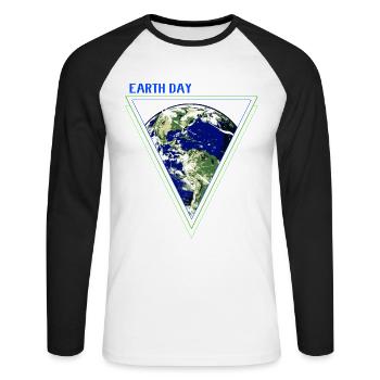 Changement climatique Earth Day Protection de l’environnement Bio Terre - T-shirt baseball manches longues Homme - blanc/noir - Devant - Nik (191cm)