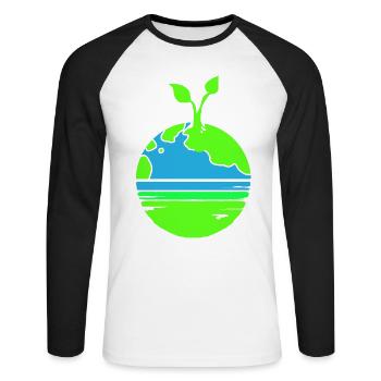 Climate Change Earth Day Environmental Protection Eco Organic Earth - Unisex Long Sleeve Baseball T-Shirt - white/black - Front - Nik (191cm)