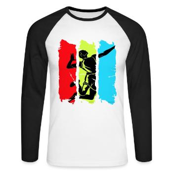 Volleyball Team Set Volley Beach Volleyballer Ball - Unisex Baseballshirt langarm - Weiß/Schwarz - Vorne - Nik (191cm)