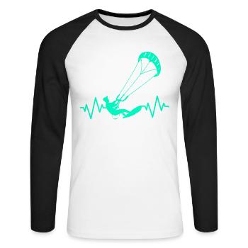Kiteboard Kite kite-kite-cadeau kite-surf - T-shirt baseball manches longues Homme - blanc/noir - Devant - Nik (191cm)