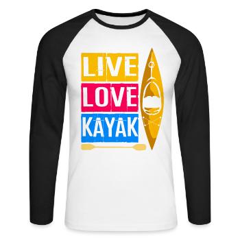 Canoe canoeing kayak kayaker white water rudder - Unisex Long Sleeve Baseball T-Shirt - white/black - Front - Nik (191cm)