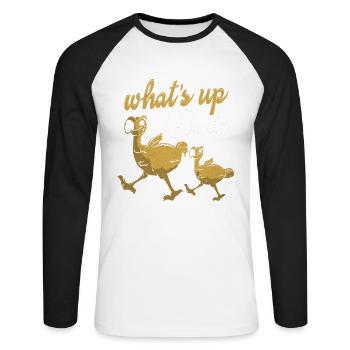 Dodo - Unisex Long Sleeve Baseball T-Shirt - white/black - Front - Nik (191cm)