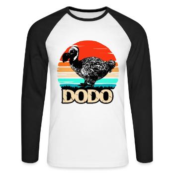 Dodo cadeau oiseau origine primitive fossil archéologie Geek - T-shirt baseball manches longues Homme - blanc/noir - Devant - Nik (191cm)