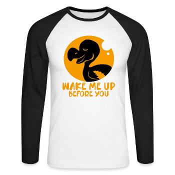 Dodo cadeau oiseau origine primitive fossil archéologie Geek - T-shirt baseball manches longues Homme - blanc/noir - Devant - Nik (191cm)