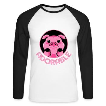 Schwein Sau Schweinchen Minischwein Ferkel Eber - Unisex Baseballshirt langarm - Weiß/Schwarz - Vorne - Nik (191cm)
