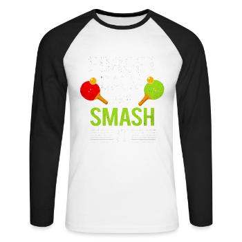 Tischtennis - Unisex Baseballshirt langarm - Weiß/Schwarz - Vorne - Nik (191cm)