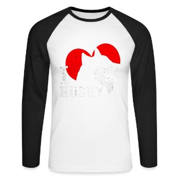 Husky - Unisex Baseballshirt langarm - Weiß/Schwarz - Vorne - Nik (191cm)