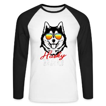 Husky - Unisex Baseballshirt langarm - Weiß/Schwarz - Vorne - Nik (191cm)
