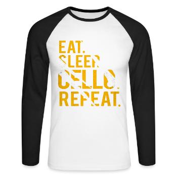 Cello - Unisex Baseballshirt langarm - Weiß/Schwarz - Vorne - Nik (191cm)