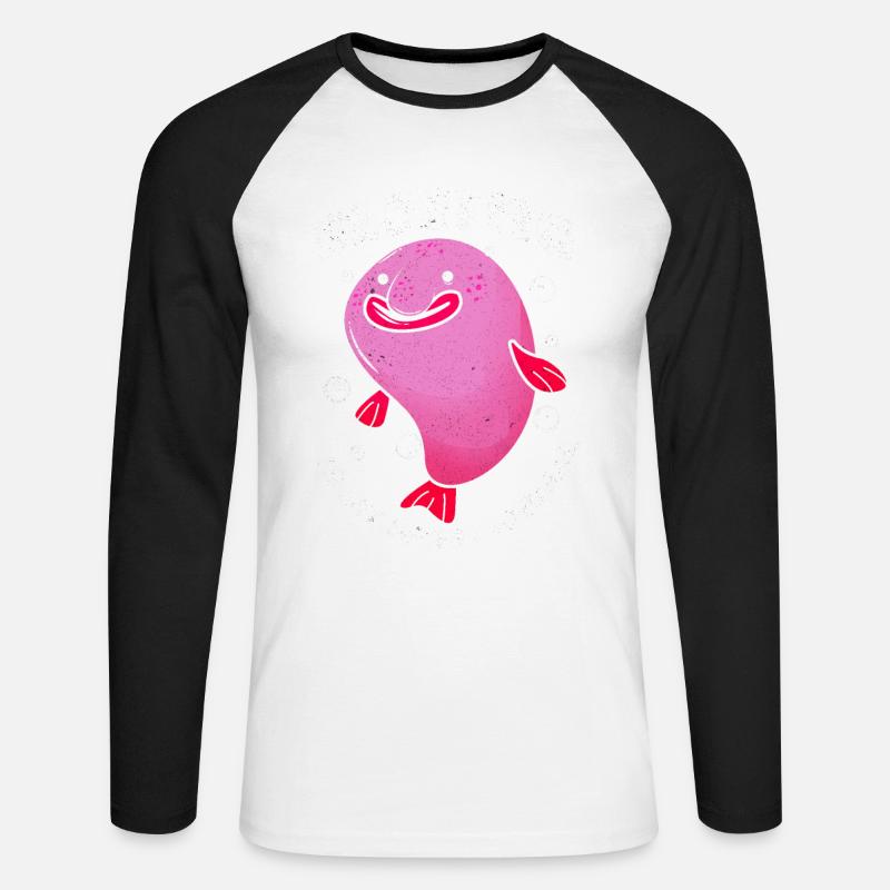 Blobfisch - Unisex Baseballshirt langarm - Weiß/Schwarz