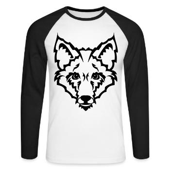 Fuchs - Unisex Baseballshirt langarm - Weiß/Schwarz - Vorne - Nik (191cm)