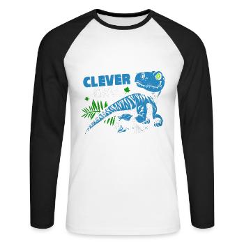 Velociraptor - T-shirt baseball manches longues Homme - blanc/noir - Devant - Nik (191cm)