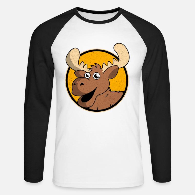 Elch - Unisex Baseballshirt langarm - Weiß/Schwarz