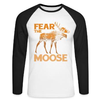 Elk Moose Deer Antler Reindeer Deer Gift - Unisex Long Sleeve Baseball T-Shirt - white/black - Front - Nik (191cm)