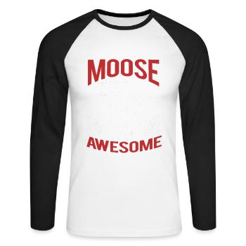 Elk Moose Deer Antler Reindeer Deer Gift - Unisex Long Sleeve Baseball T-Shirt - white/black - Front - Nik (191cm)