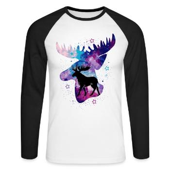 Elk Moose Deer Antler Reindeer Deer Gift - Unisex Long Sleeve Baseball T-Shirt - white/black - Front - Nik (191cm)