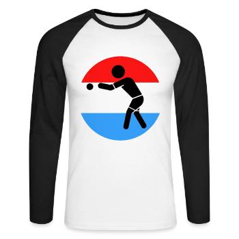 Pétanque - T-shirt baseball manches longues Homme - blanc/noir - Devant - Nik (191cm)