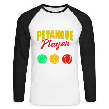 Pétanque Bocce Raffa Boule Sport Ball Petanque - Unisex Baseballshirt langarm - Weiß/Schwarz - Vorne - Nik (191cm)
