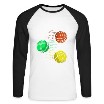Pétanque Bocce Raffa Boule Sport Ball Petanque - Unisex Long Sleeve Baseball T-Shirt - white/black - Front - Nik (191cm)