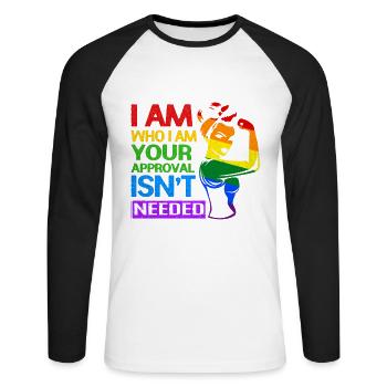 LGBT - Unisex Baseballshirt langarm - Weiß/Schwarz - Vorne - Nik (191cm)