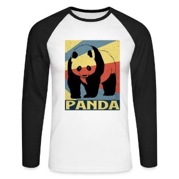 Panda - Unisex Baseballshirt langarm - Weiß/Schwarz - Vorne - Nik (191cm)