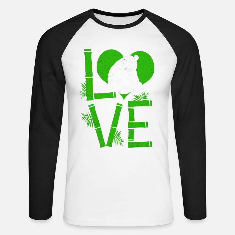 Panda - Unisex Baseballshirt langarm - Weiß/Schwarz