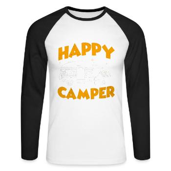 Camping - Unisex Long Sleeve Baseball T-Shirt - white/black - Front - Nik (191cm)