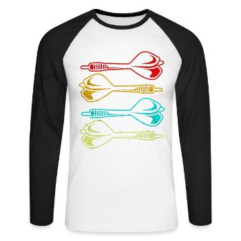 Dart - Unisex Baseballshirt langarm - Weiß/Schwarz - Vorne - Nik (191cm)