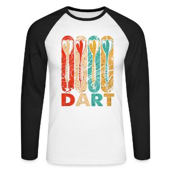 Dart - Unisex Baseballshirt langarm - Weiß/Schwarz - Vorne - Nik (191cm)