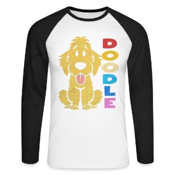 Doodle - Unisex Baseballshirt langarm - Weiß/Schwarz - Vorne - Nik (191cm)