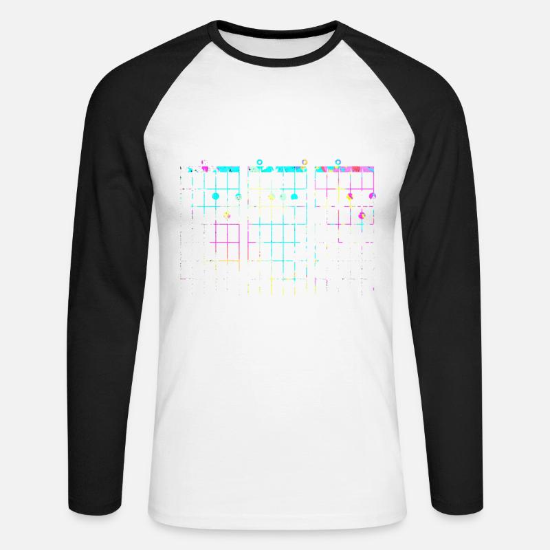 Gitarre - Unisex Baseballshirt langarm - Weiß/Schwarz