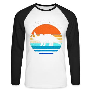 Triceratops - T-shirt baseball manches longues Homme - blanc/noir - Devant - Nik (191cm)